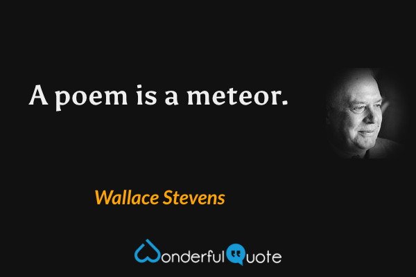 A poem is a meteor. - Wallace Stevens quote.