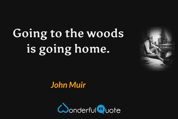 Going to the woods is going home. - John Muir quote.