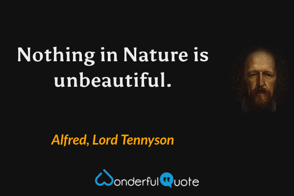 Nothing in Nature is unbeautiful. - Alfred, Lord Tennyson quote.