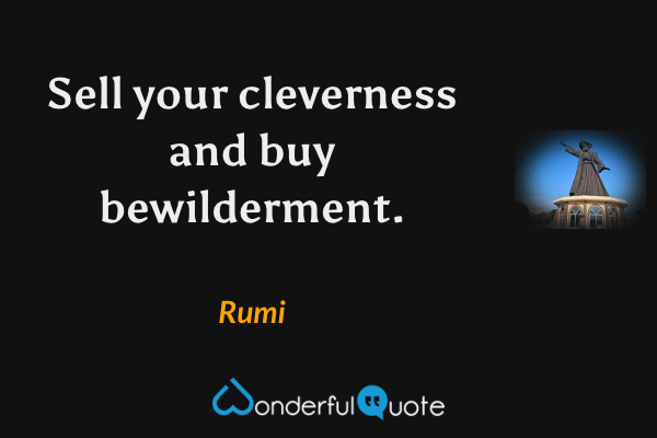 Sell your cleverness and buy bewilderment. - Rumi quote.