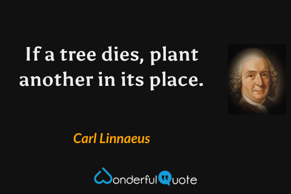 If a tree dies, plant another in its place. - Carl Linnaeus quote.