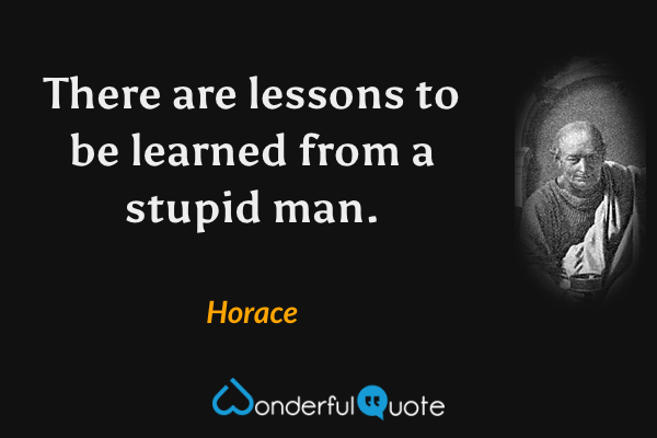 There are lessons to be learned from a stupid man. - Horace quote.