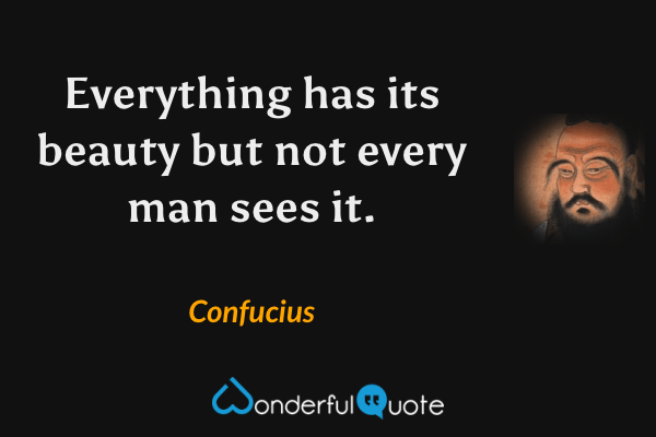 Everything has its beauty but not every man sees it. - Confucius quote.