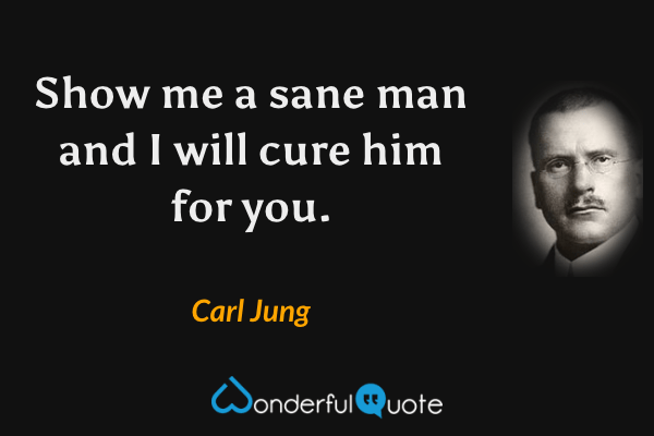 Show me a sane man and I will cure him for you. - Carl Jung quote.