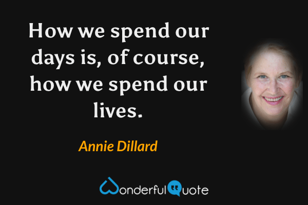 How we spend our days is, of course, how we spend our lives. - Annie Dillard quote.