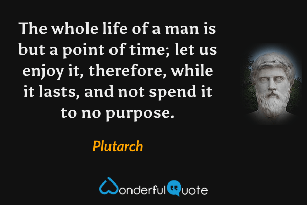 The whole life of a man is but a point of time; let us enjoy it, therefore, while it lasts, and not spend it to no purpose. - Plutarch quote.