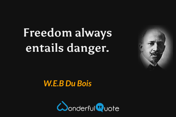 Freedom always entails danger. - W.E.B Du Bois quote.
