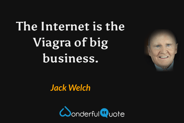 The Internet is the Viagra of big business. - Jack Welch quote.