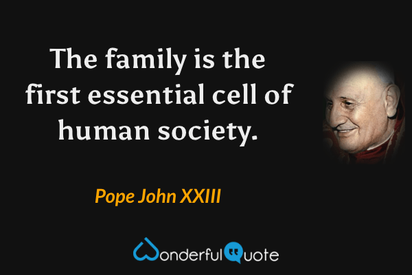 The family is the first essential cell of human society. - Pope John XXIII quote.