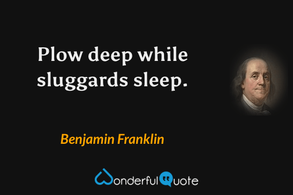 Plow deep while sluggards sleep. - Benjamin Franklin quote.