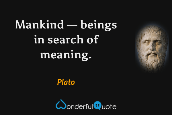 Mankind — beings in search of meaning. - Plato quote.