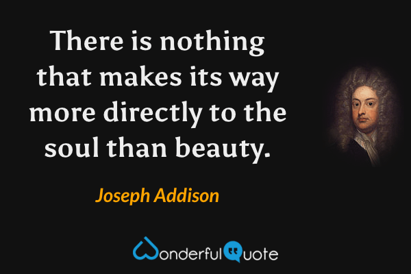 There is nothing that makes its way more directly to the soul than beauty. - Joseph Addison quote.