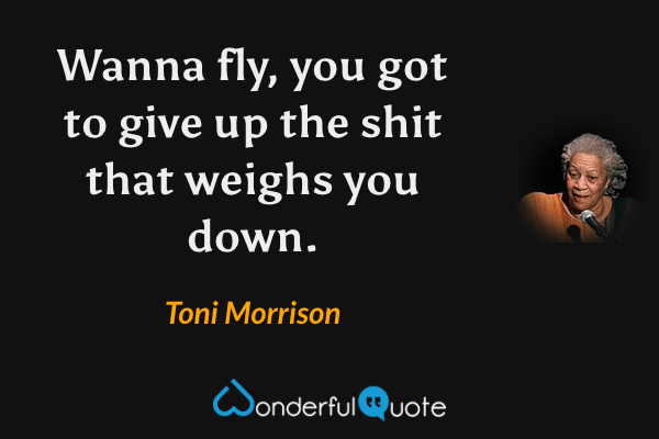 Wanna fly, you got to give up the shit that weighs you down. - Toni Morrison quote.