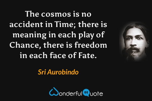 The cosmos is no accident in Time; there is meaning in each play of Chance, there is freedom in each face of Fate. - Sri Aurobindo quote.