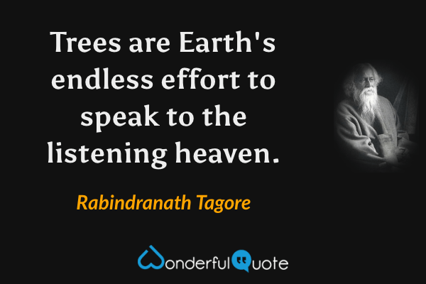 Trees are Earth's endless effort to speak to the listening heaven. - Rabindranath Tagore quote.