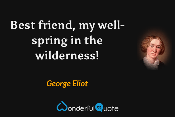 Best friend, my well-spring in the wilderness! - George Eliot quote.