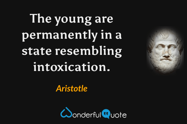 The young are permanently in a state resembling intoxication. - Aristotle quote.
