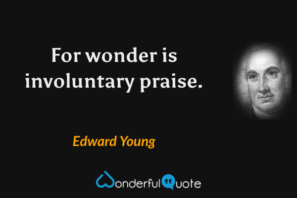 For wonder is involuntary praise. - Edward Young quote.