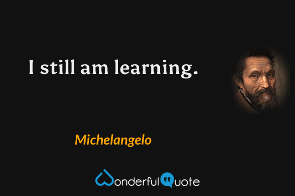 I still am learning. - Michelangelo quote.
