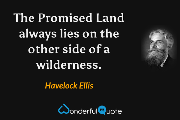 The Promised Land always lies on the other side of a wilderness. - Havelock Ellis quote.