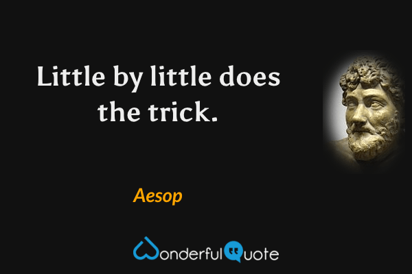 Little by little does the trick. - Aesop quote.