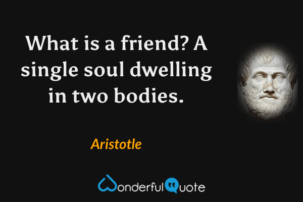What is a friend? A single soul dwelling in two bodies. - Aristotle quote.