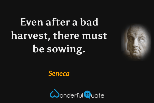 Even after a bad harvest, there must be sowing. - Seneca quote.
