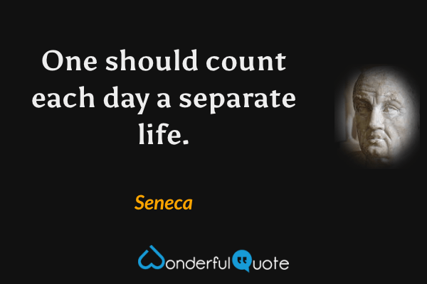 One should count each day a separate life. - Seneca quote.