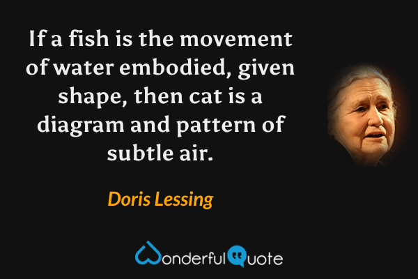If a fish is the movement of water embodied, given shape, then cat is a diagram and pattern of subtle air. - Doris Lessing quote.
