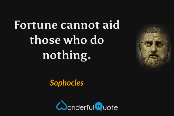 Fortune cannot aid those who do nothing. - Sophocles quote.