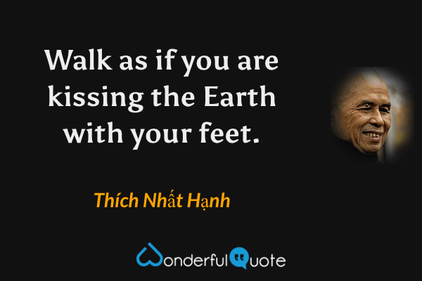 Walk as if you are kissing the Earth with your feet. - Thích Nhất Hạnh quote.