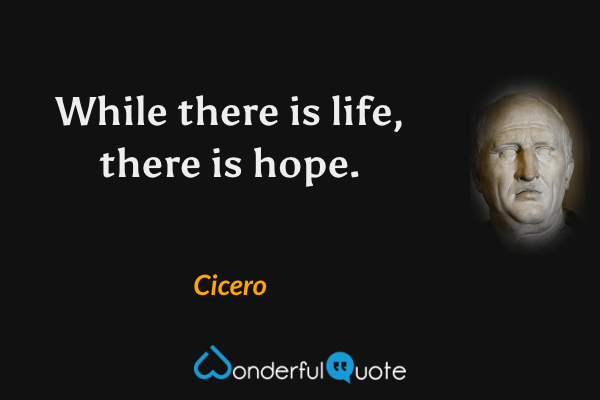 While there is life, there is hope. - Cicero quote.