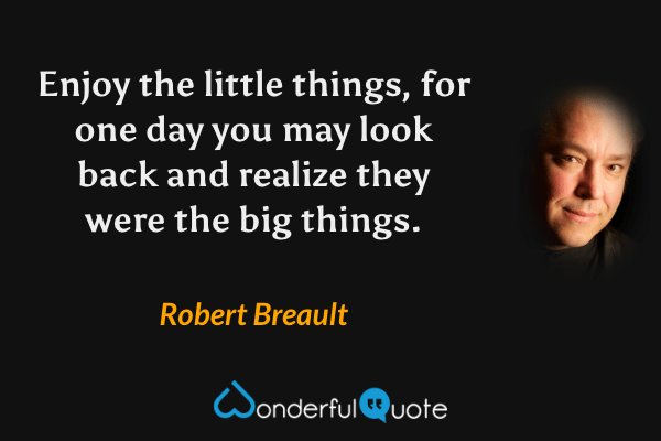 Enjoy the little things, for one day you may look back and realize they were the big things. - Robert Breault quote.