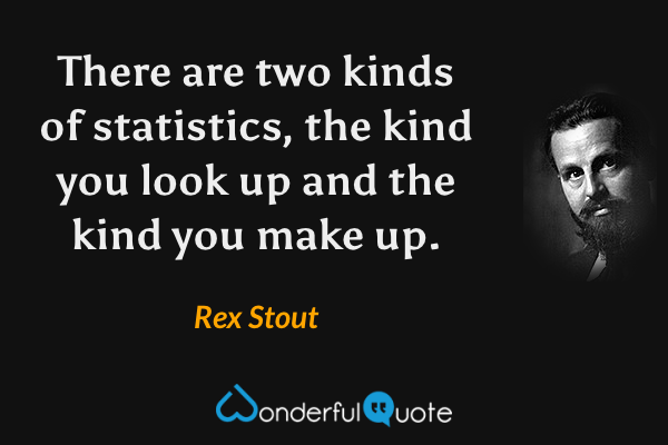 There are two kinds of statistics, the kind you look up and the kind you make up. - Rex Stout quote.