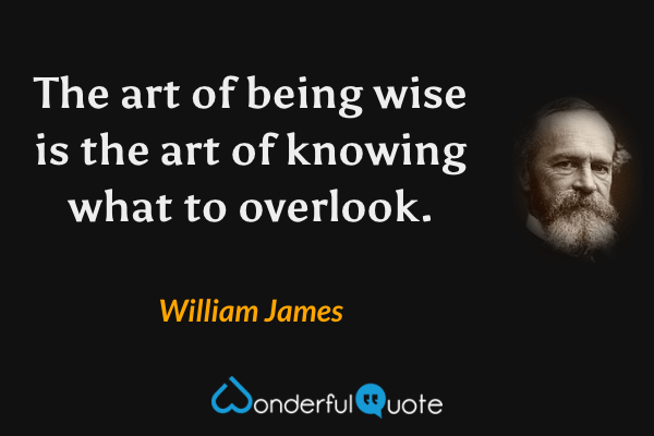 The art of being wise is the art of knowing what to overlook. - William James quote.
