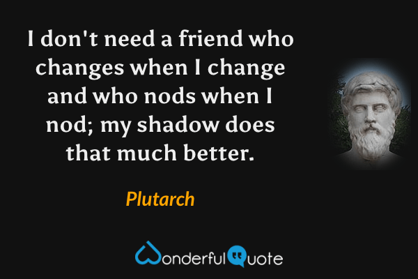 I don't need a friend who changes when I change and who nods when I nod; my shadow does that much better. - Plutarch quote.