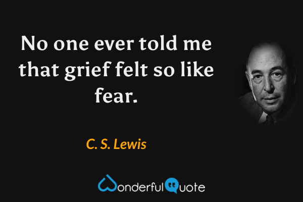 No one ever told me that grief felt so like fear. - C. S. Lewis quote.