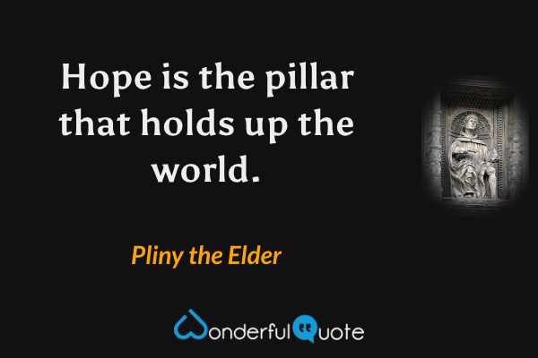 Hope is the pillar that holds up the world. - Pliny the Elder quote.
