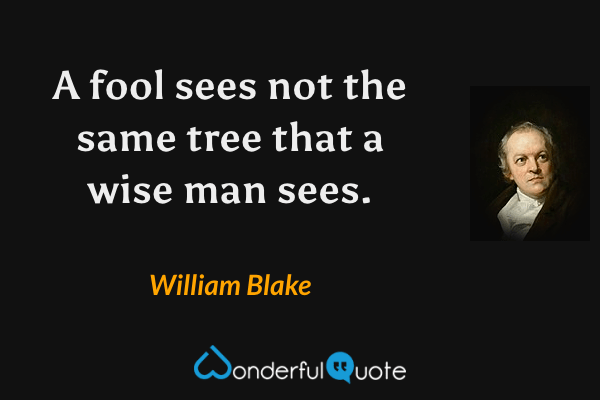 A fool sees not the same tree that a wise man sees. - William Blake quote.