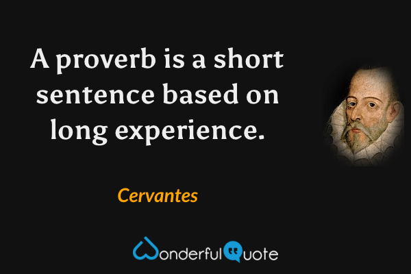 A proverb is a short sentence based on long experience. - Cervantes quote.
