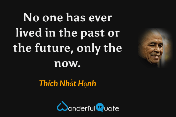 No one has ever lived in the past or the future, only the now. - Thích Nhất Hạnh quote.