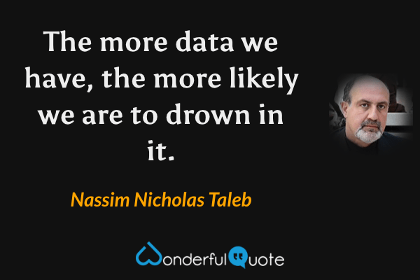 The more data we have, the more likely we are to drown in it. - Nassim Nicholas Taleb quote.