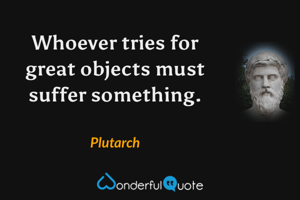 Whoever tries for great objects must suffer something. - Plutarch quote.