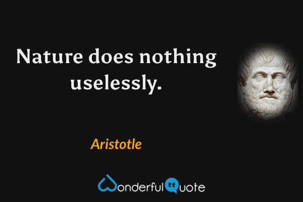 Nature does nothing uselessly. - Aristotle quote.