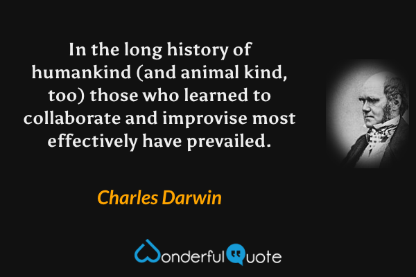 In the long history of humankind (and animal kind, too) those who learned to collaborate and improvise most effectively have prevailed. - Charles Darwin quote.