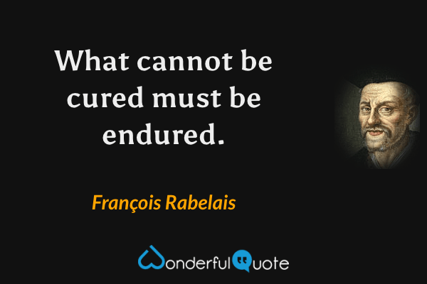 What cannot be cured must be endured. - François Rabelais quote.