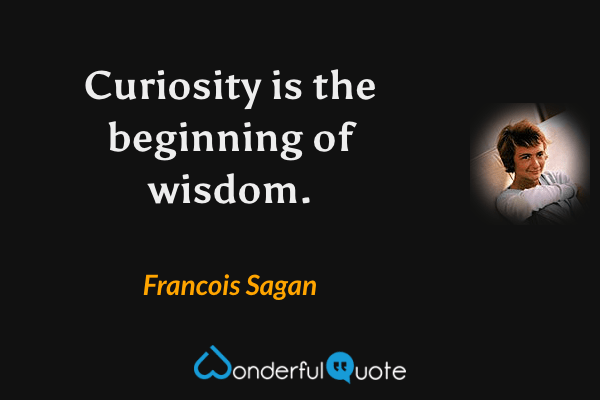 Curiosity is the beginning of wisdom. - Francois Sagan quote.