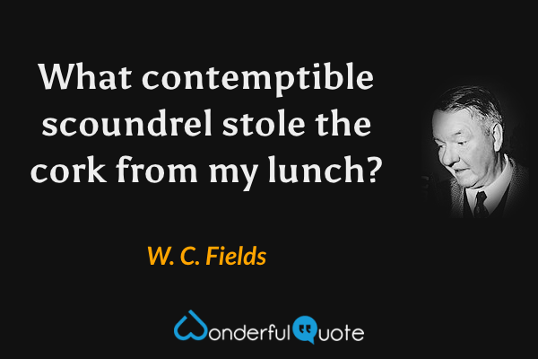What contemptible scoundrel stole the cork from my lunch? - W. C. Fields quote.