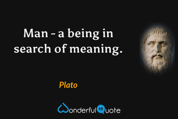 Man - a being in search of meaning. - Plato quote.