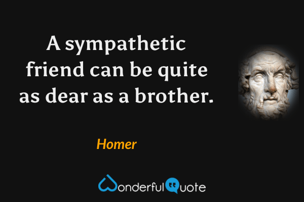 A sympathetic friend can be quite as dear as a brother. - Homer quote.